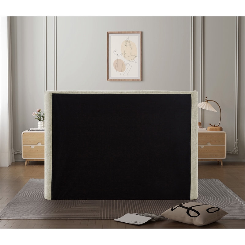 Meridian Furniture Penny Cream Chenille Fabric King Bed