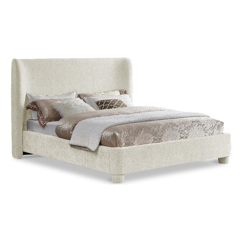 Meridian Furniture Penny Cream Chenille Fabric King Bed