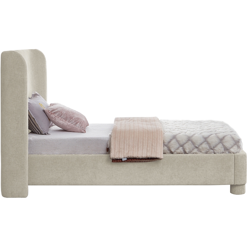 Meridian Furniture Penny Cream Chenille Fabric Twin Bed
