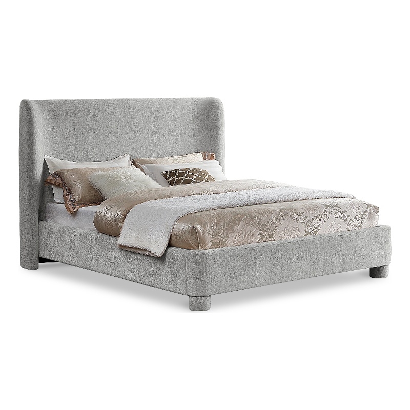 Meridian Furniture Penny Light Grey Chenille Fabric Full Bed