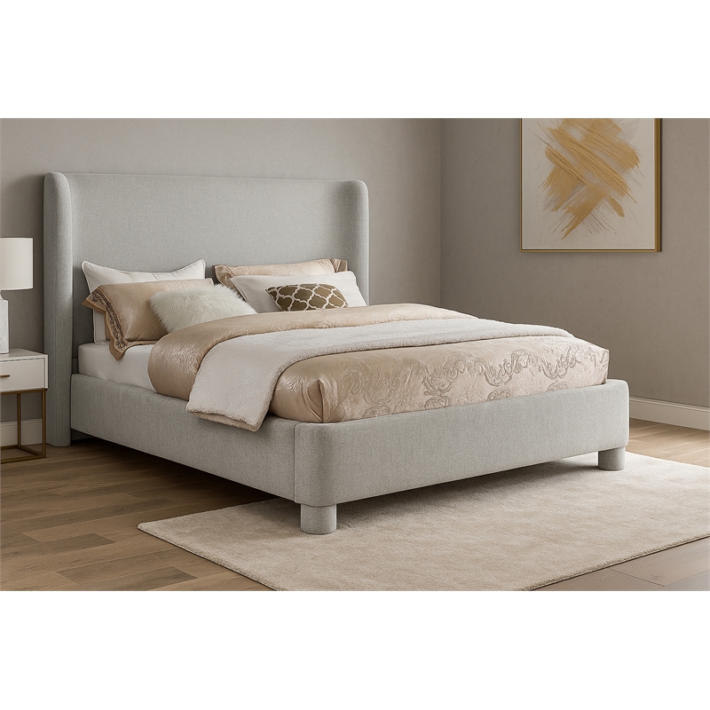 Meridian Furniture Penny Light Grey Chenille Fabric Full Bed