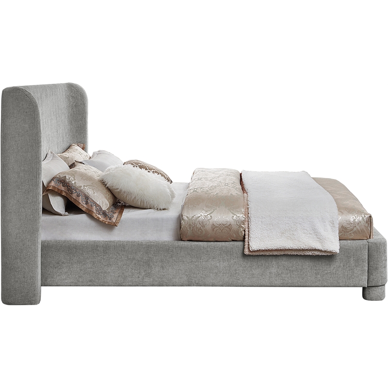 Meridian Furniture Penny Light Grey Chenille Fabric Full Bed