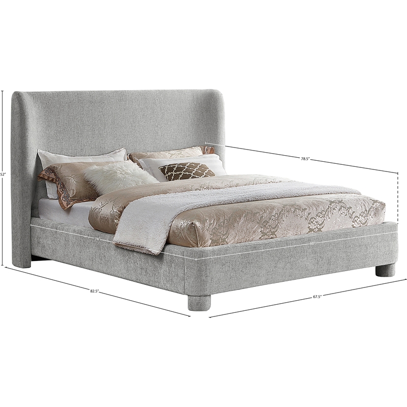 Meridian Furniture Penny Light Grey Chenille Fabric Full Bed