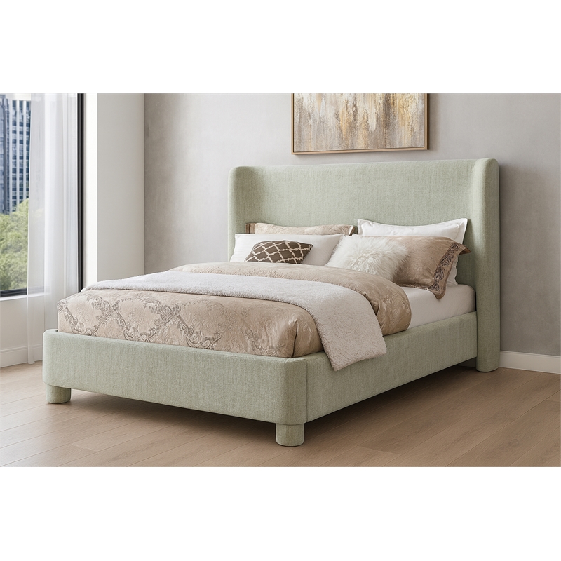 Meridian Furniture Penny Mint Green Chenille Fabric Full Bed