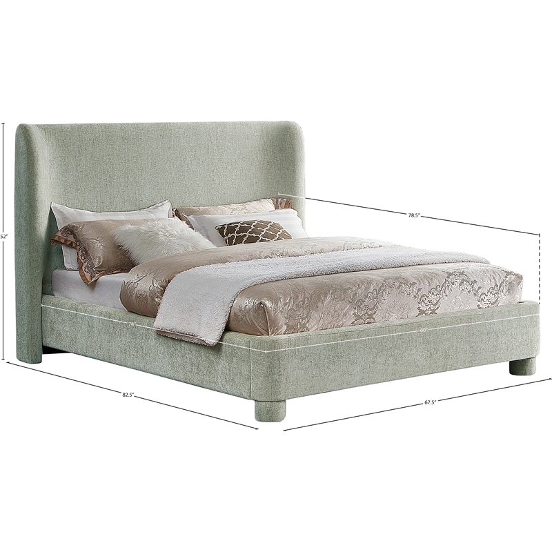 Meridian Furniture Penny Mint Green Chenille Fabric Full Bed