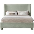 Meridian Furniture Penny Mint Green Chenille Fabric King Bed