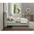 Meridian Furniture Penny Mint Green Chenille Fabric Queen Bed