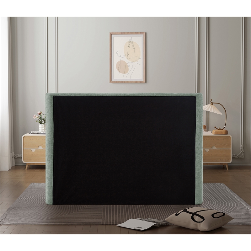 Meridian Furniture Penny Mint Green Chenille Fabric Queen Bed
