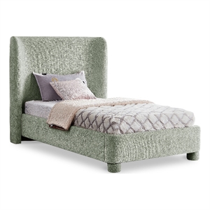 Meridian Furniture Penny Mint Green Chenille Fabric Twin Bed