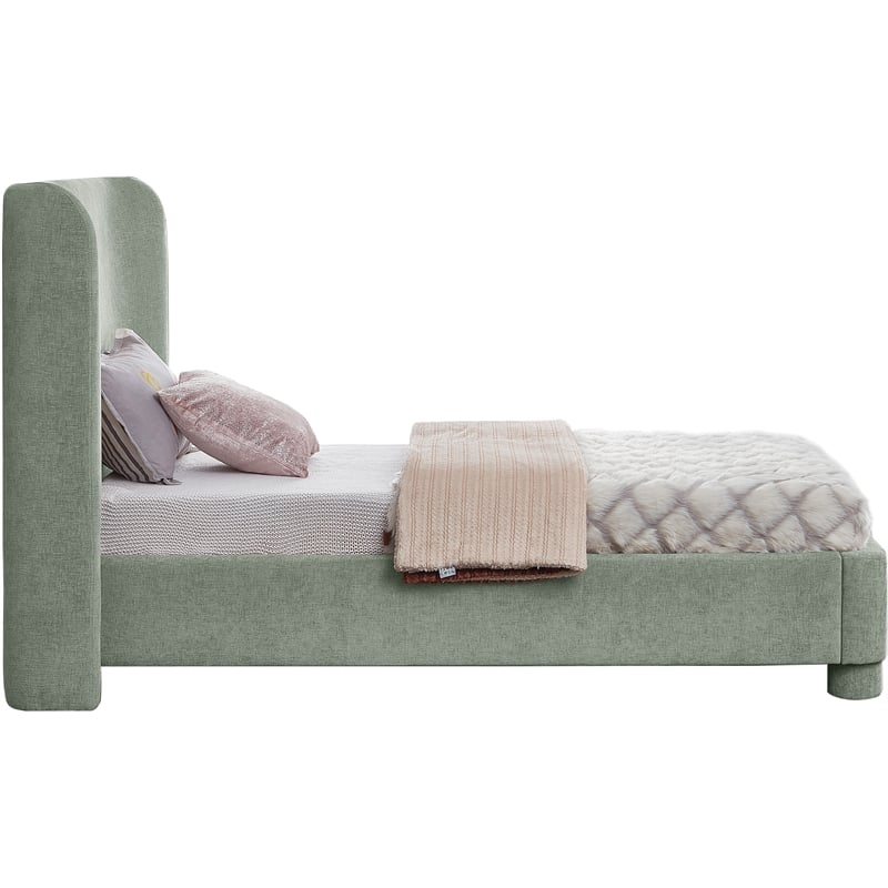 Meridian Furniture Penny Mint Green Chenille Fabric Twin Bed