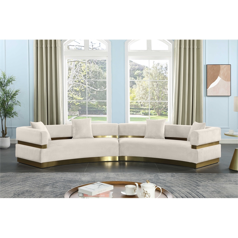 Meridian Furniture Belsa Cream Velvet 2pc. Sectional