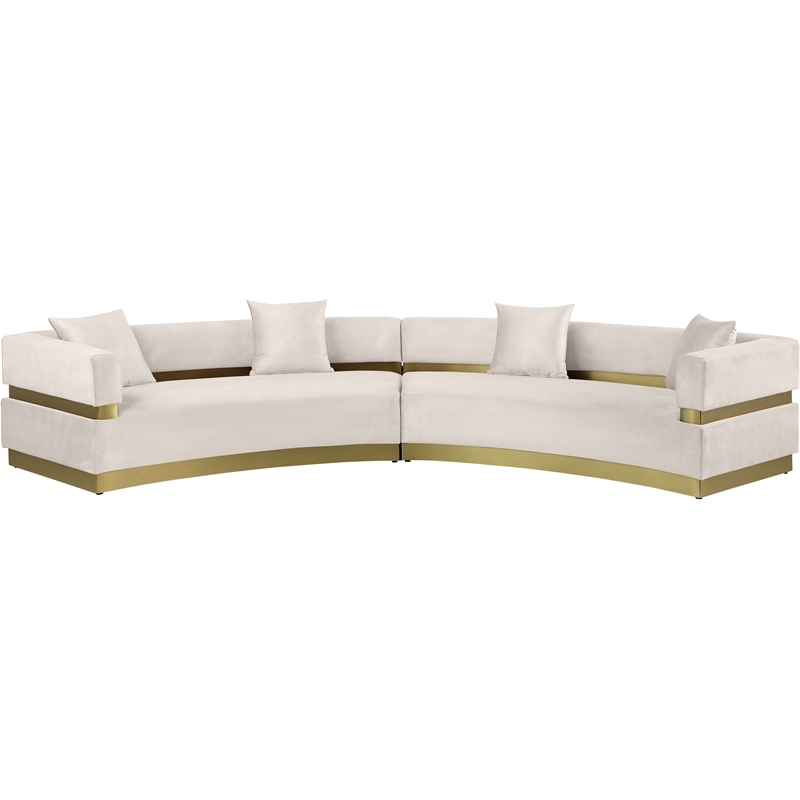 Meridian Furniture Belsa Cream Velvet 2pc. Sectional
