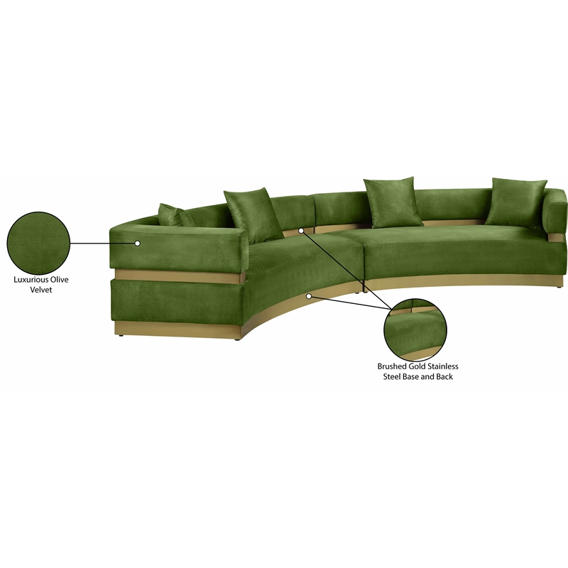Meridian Furniture Belsa Olive Velvet 2pc. Sectional