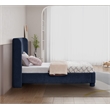 Meridian Furniture Penny Navy Chenille Fabric Twin Bed