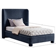 Meridian Furniture Penny Navy Chenille Fabric Twin Bed