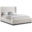 Meridian Furniture Flynn Beige Linen Textured Fabric Queen Bed