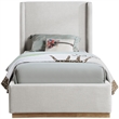 Meridian Furniture Flynn Cream Linen Textured Fabric Twin Bed