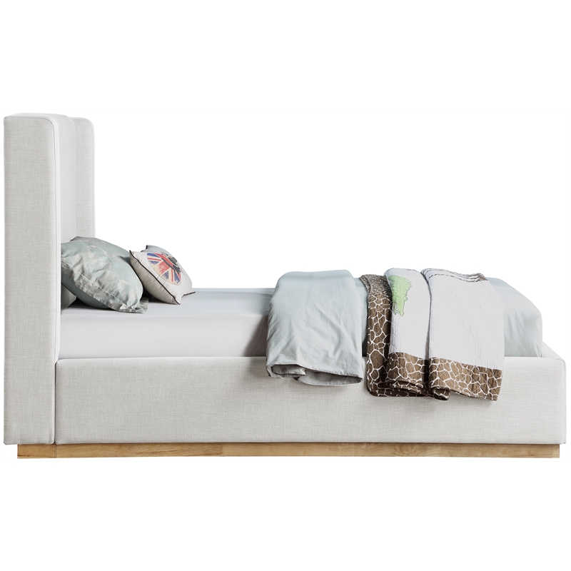 Meridian Furniture Flynn Cream Linen Textured Fabric Twin Bed