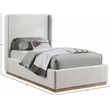 Meridian Furniture Flynn Cream Linen Textured Fabric Twin Bed
