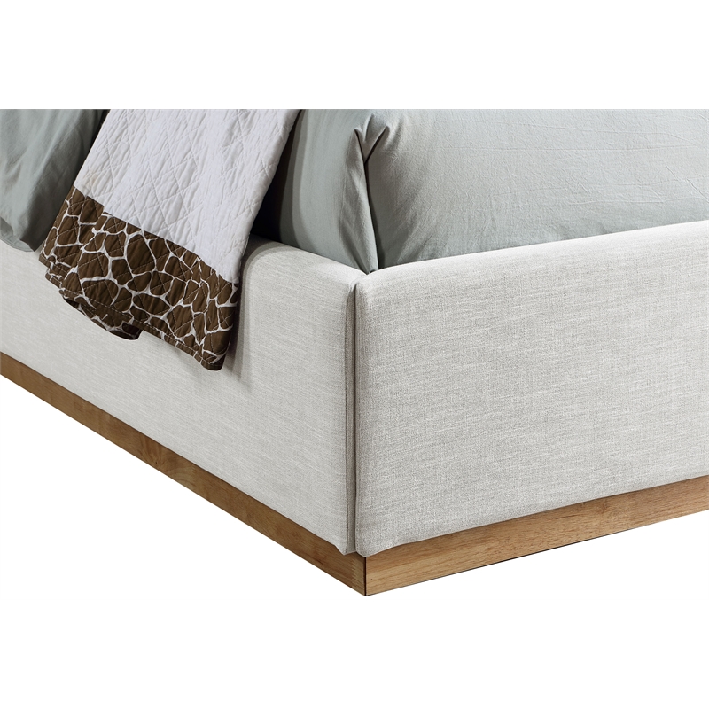 Meridian Furniture Flynn Cream Linen Textured Fabric Twin Bed