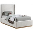 Meridian Furniture Flynn Cream Linen Textured Fabric Twin Bed