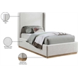 Meridian Furniture Flynn Cream Linen Textured Fabric Twin Bed