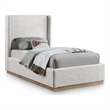 Meridian Furniture Flynn Cream Linen Textured Fabric Twin Bed