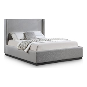 Meridian Furniture Flynn Grey Linen Textured Fabric King Bed