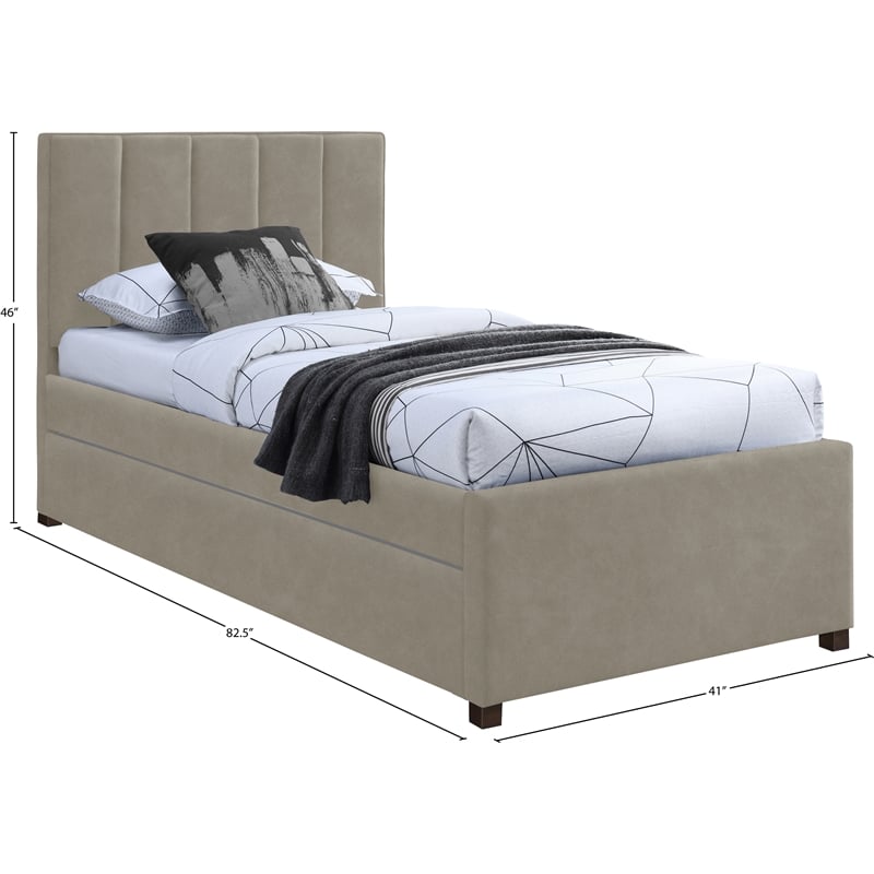 Meridian Furniture Hudson Beige Vegan Leather Twin Trundle Bed