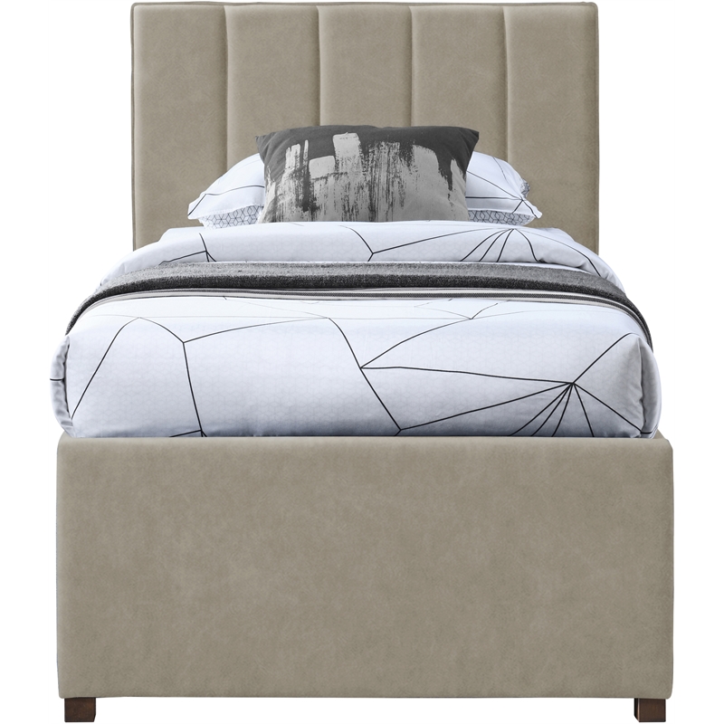 Meridian Furniture Hudson Beige Vegan Leather Twin Trundle Bed