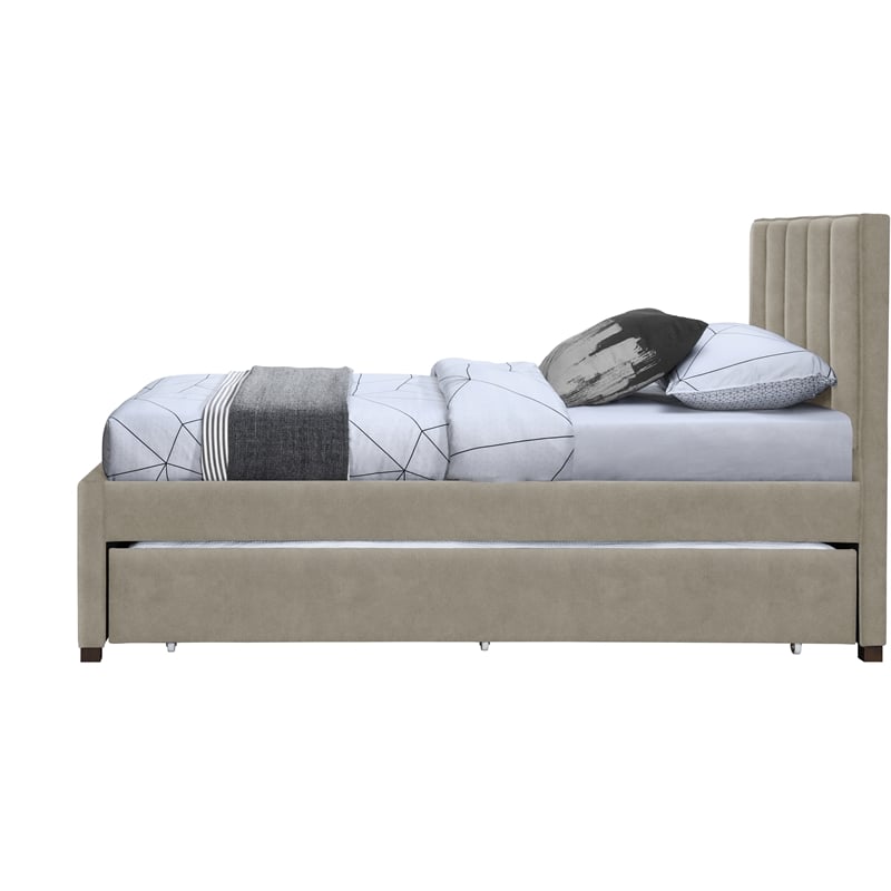 Meridian Furniture Hudson Beige Vegan Leather Twin Trundle Bed