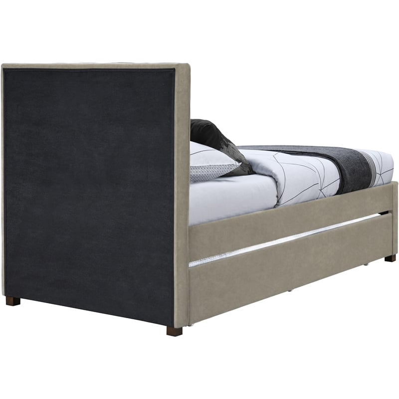 Meridian Furniture Hudson Beige Vegan Leather Twin Trundle Bed
