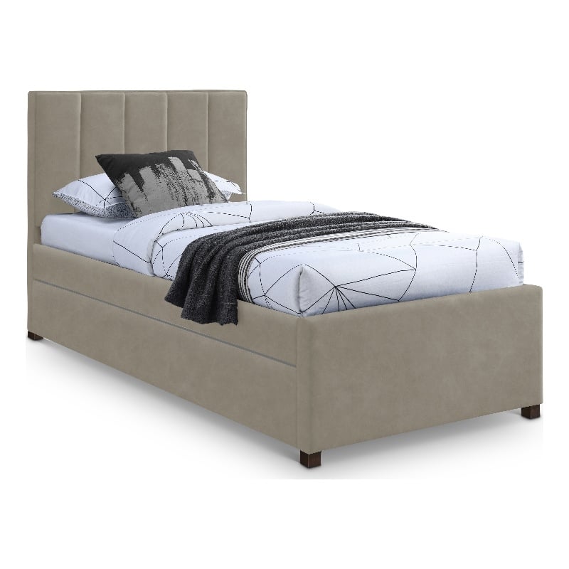 Meridian Furniture Hudson Beige Vegan Leather Twin Trundle Bed