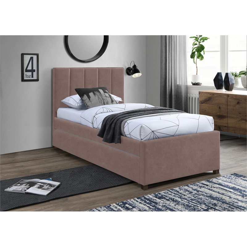 Meridian Furniture Hudson Brown Vegan Leather Twin Trundle Bed