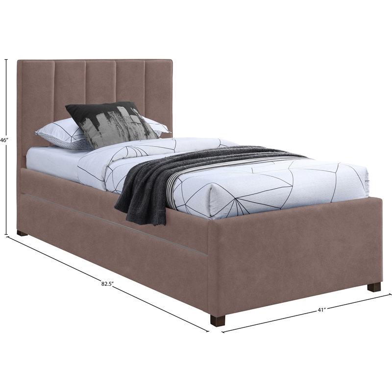 Meridian Furniture Hudson Brown Vegan Leather Twin Trundle Bed
