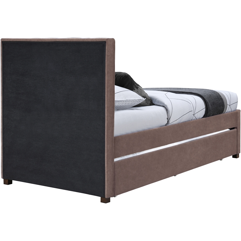 Meridian Furniture Hudson Brown Vegan Leather Twin Trundle Bed