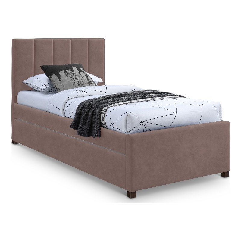 Meridian Furniture Hudson Brown Vegan Leather Twin Trundle Bed