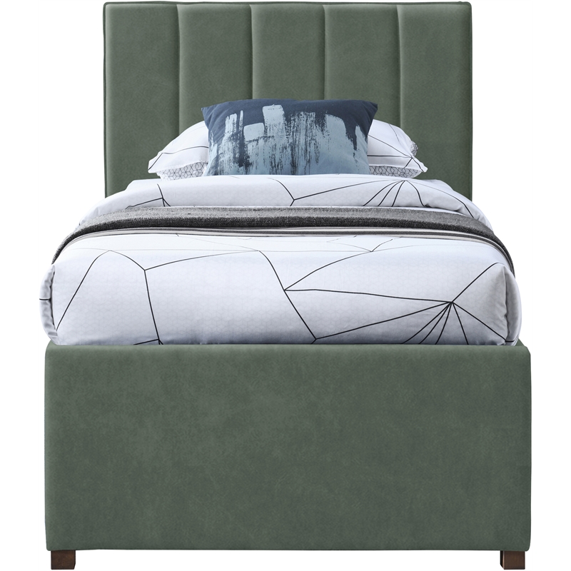 Meridian Furniture Hudson Green Vegan Leather Twin Trundle Bed