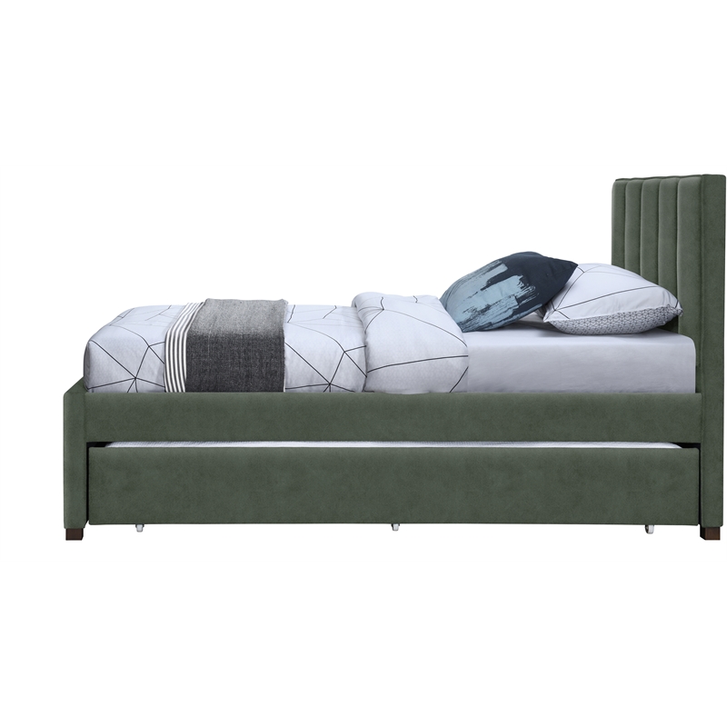 Meridian Furniture Hudson Green Vegan Leather Twin Trundle Bed