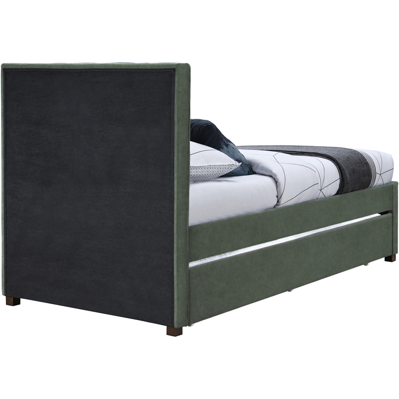 Meridian Furniture Hudson Green Vegan Leather Twin Trundle Bed