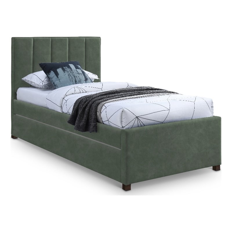 Meridian Furniture Hudson Green Vegan Leather Twin Trundle Bed