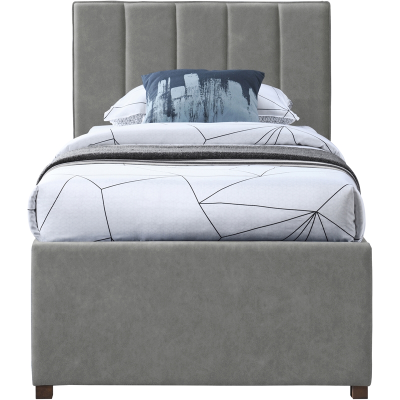 Meridian Furniture Hudson Grey Vegan Leather Twin Trundle Bed