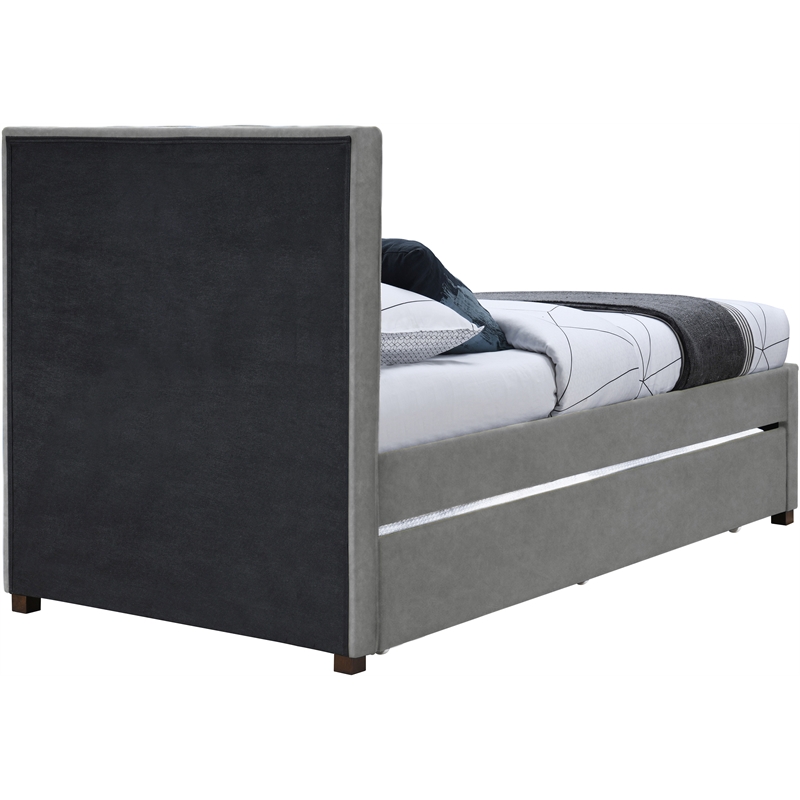 Meridian Furniture Hudson Grey Vegan Leather Twin Trundle Bed