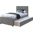 Meridian Furniture Hudson Grey Vegan Leather Twin Trundle Bed