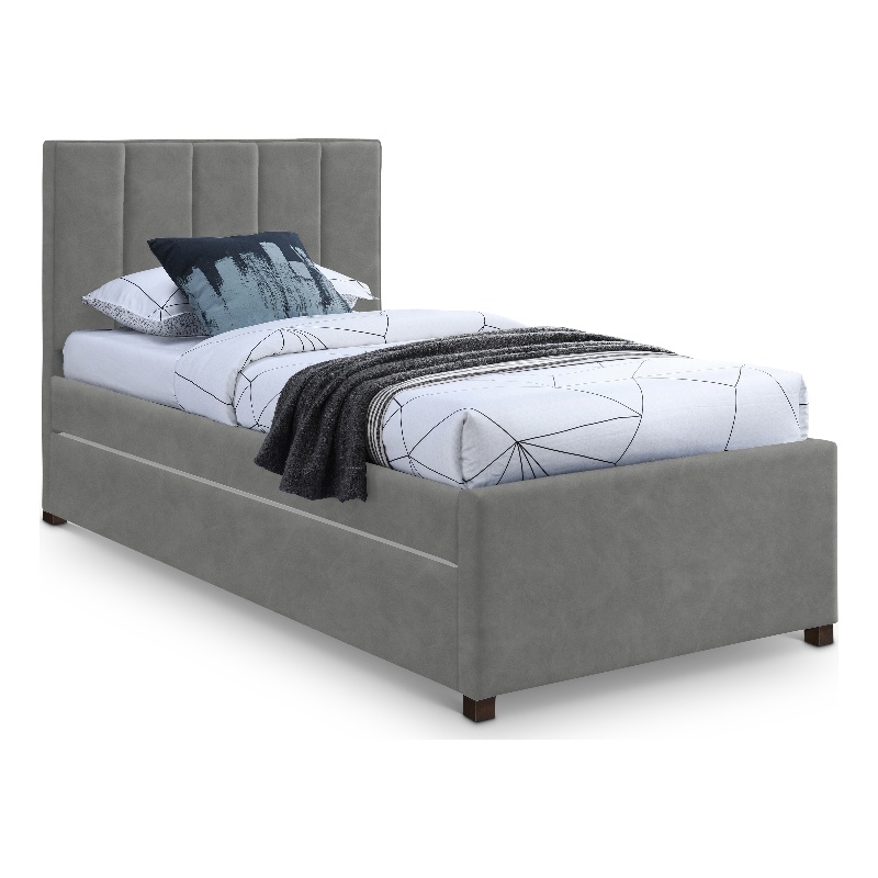 Meridian Furniture Hudson Grey Vegan Leather Twin Trundle Bed
