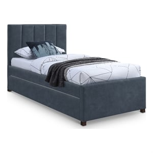 Meridian Furniture Hudson Navy Vegan Leather Twin Trundle Bed