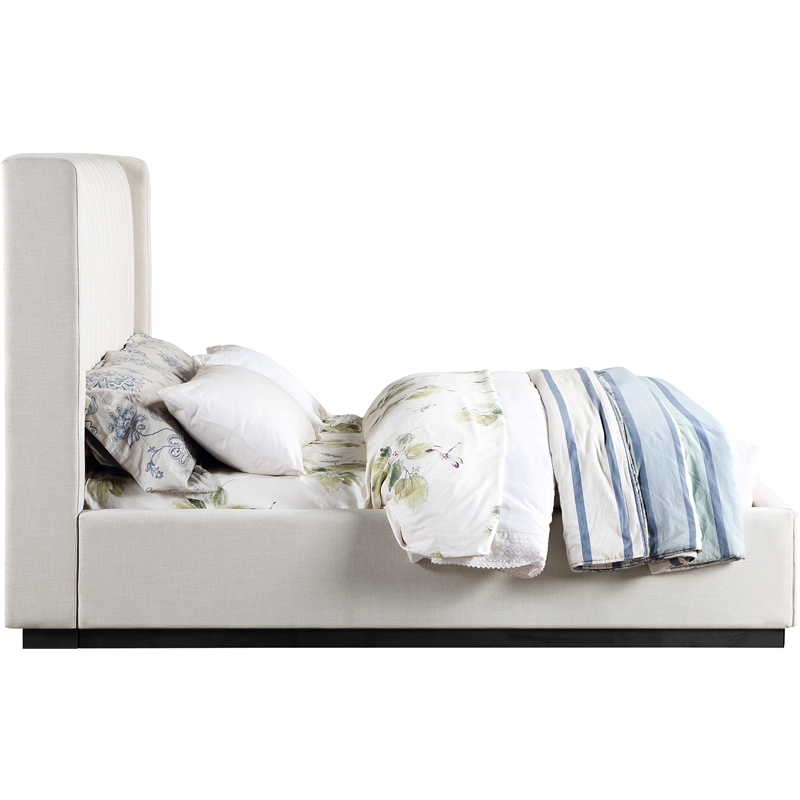 Meridian Furniture Logan Beige Linen Textured Fabric Full Bed