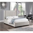 Meridian Furniture Logan Beige Linen Textured Fabric Queen Bed