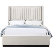 Meridian Furniture Logan Beige Linen Textured Fabric Queen Bed