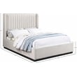 Meridian Furniture Logan Beige Linen Textured Fabric Queen Bed